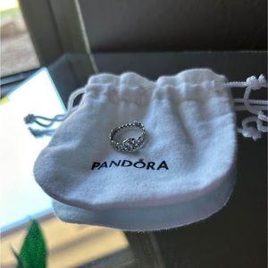 Pandora Princess Ring with Pandora jewelry bag -size 6 (used), in good condition